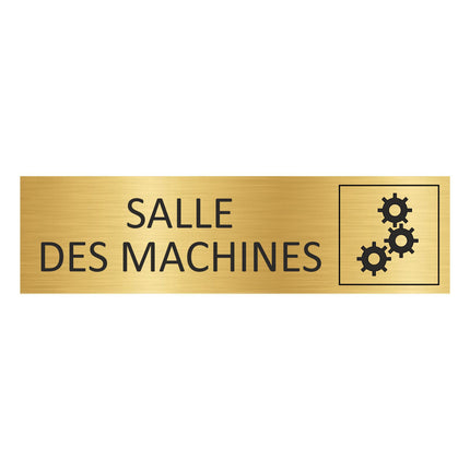 Plaque de porte Salle des machines - aluminium doré - 165 x 45 mm