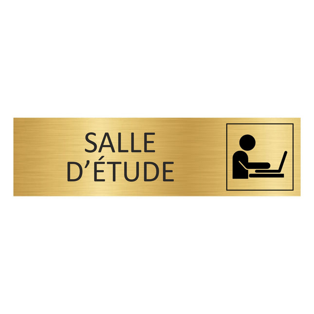 Plaque de porte Salle d'étude - aluminium doré - 165 x 45 mm