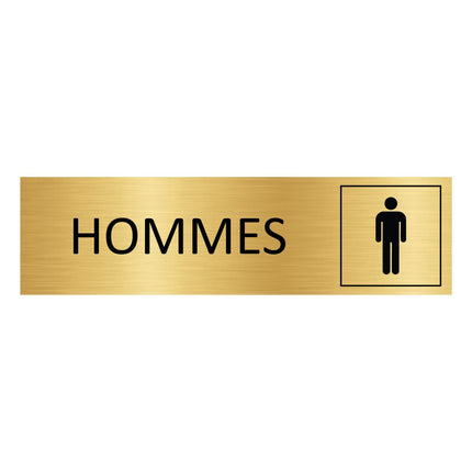 Plaque de porte Hommes - aluminium doré - 165 x 45 mm