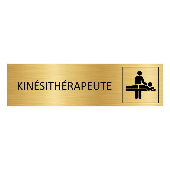 Plaque de porte Kinésithérapeute - aluminium doré - 165 x 45 mm