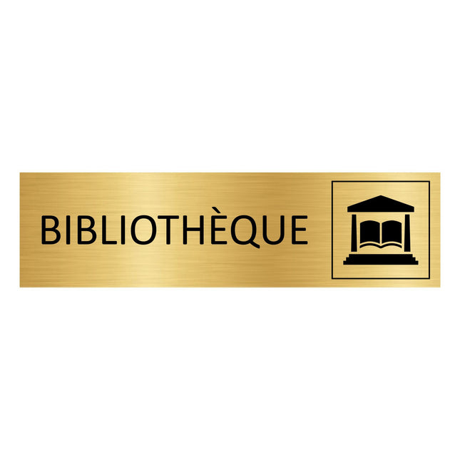 Plaque de porte Bibliothèque - aluminium doré - 165 x 45 mm