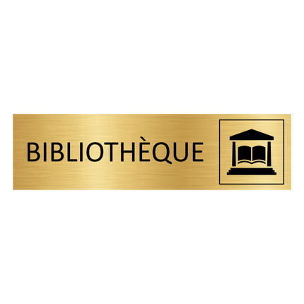 Plaque de porte Bibliothèque - aluminium doré - 165 x 45 mm
