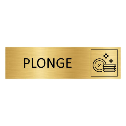 Plaque de porte Plonge - aluminium doré - 165 x 45 mm