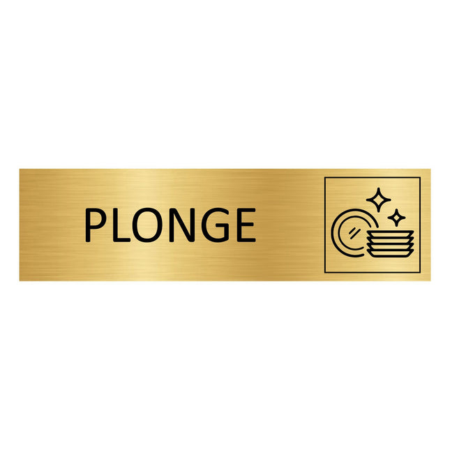 Plaque de porte Plonge - aluminium doré - 165 x 45 mm
