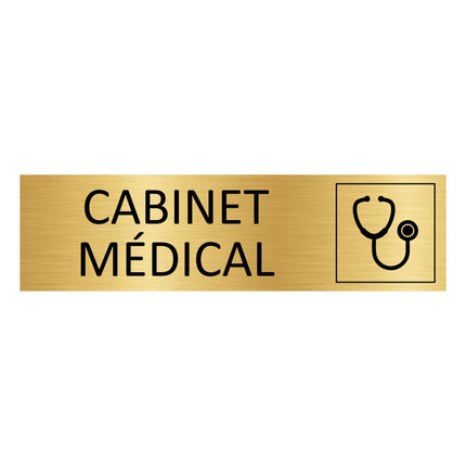 Plaque de porte Cabinet médical - aluminium doré - 165 x 45 mm