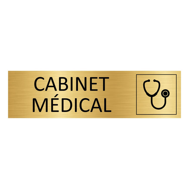 Plaque de porte Cabinet médical - aluminium doré - 165 x 45 mm