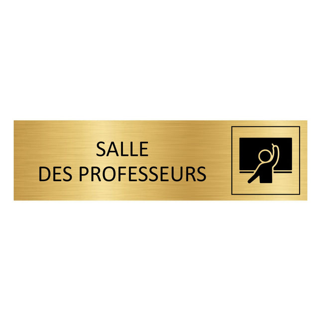 Plaque de porte Salle des professeurs - aluminium doré - 165 x 45 mm