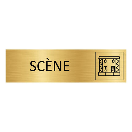 Plaque de porte Scène - aluminium doré - 165 x 45 mm