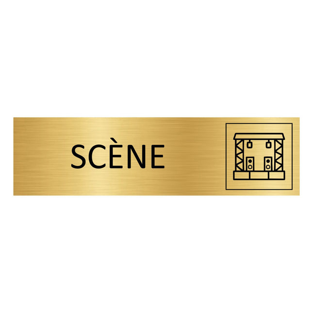 Plaque de porte Scène - aluminium doré - 165 x 45 mm