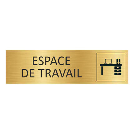 Plaque de porte Espace de travail - aluminium doré - 165 x 45 mm