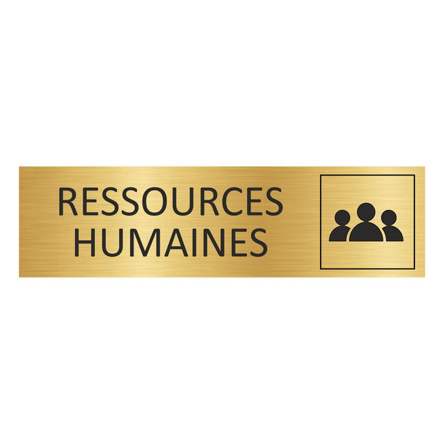 Plaque de porte Ressources humaines - aluminium doré - 165 x 45 mm