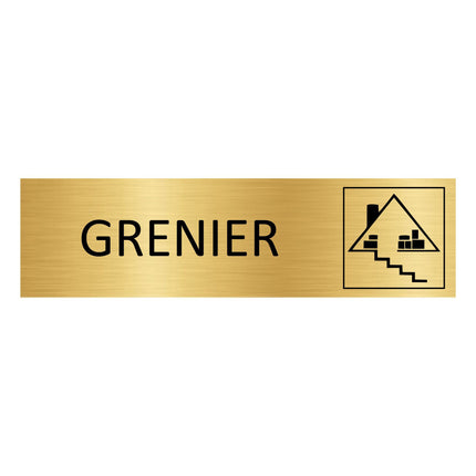 Plaque de porte Grenier - aluminium doré - 165 x 45 mm