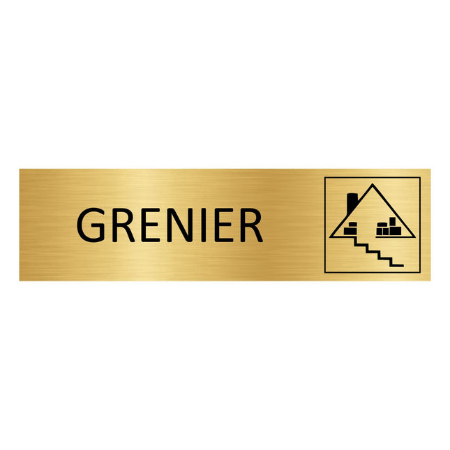 Plaque de porte Grenier - aluminium doré - 165 x 45 mm