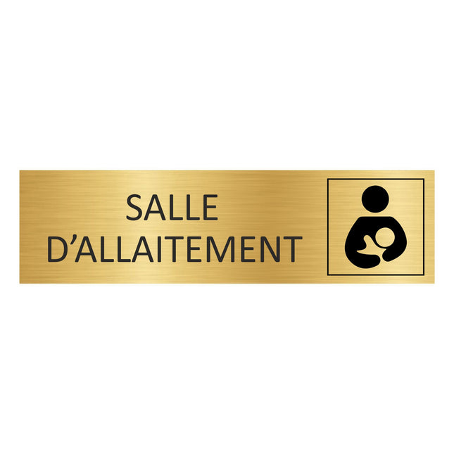 Plaque de porte Salle d'allaitement - aluminium doré - 165 x 45 mm