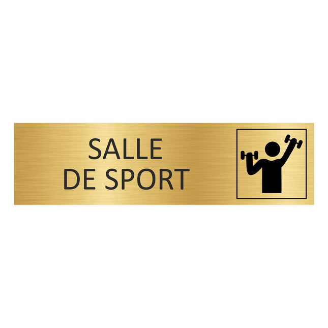 Plaque de porte Salle de sport - aluminium doré - 165 x 45 mm