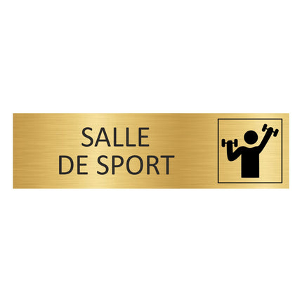 Plaque de porte Salle de sport - aluminium doré - 165 x 45 mm