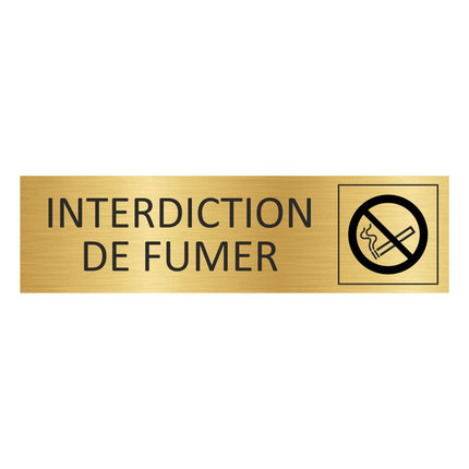Plaque de porte Interdiction de fumer - aluminium doré - 165 x 45 mm