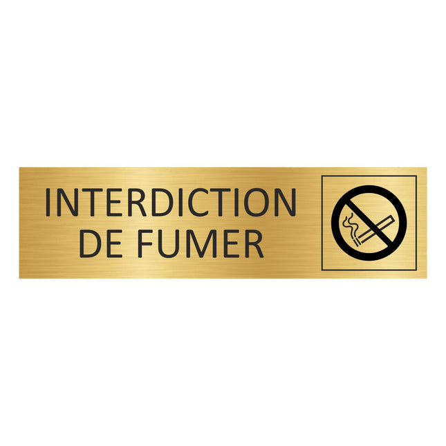 Plaque de porte Interdiction de fumer - aluminium doré - 165 x 45 mm
