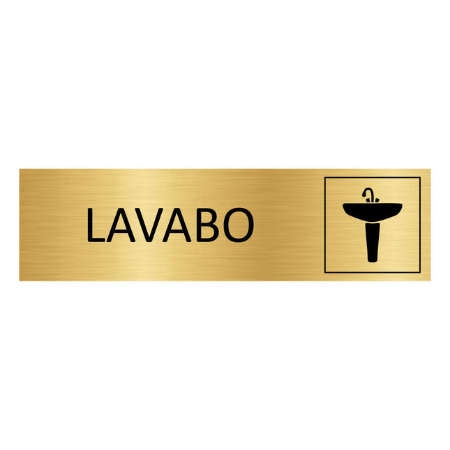 Plaque de porte Lavabo - aluminium doré - 165 x 45 mm