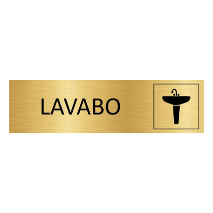 Plaque de porte Lavabo - aluminium doré - 165 x 45 mm