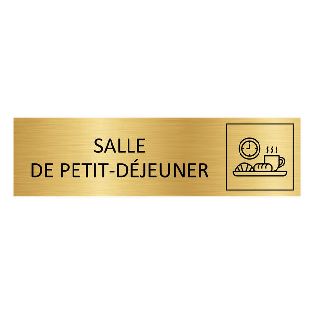 Plaque de porte Salle de petit-déjeuner - aluminium doré - 165 x 45 mm