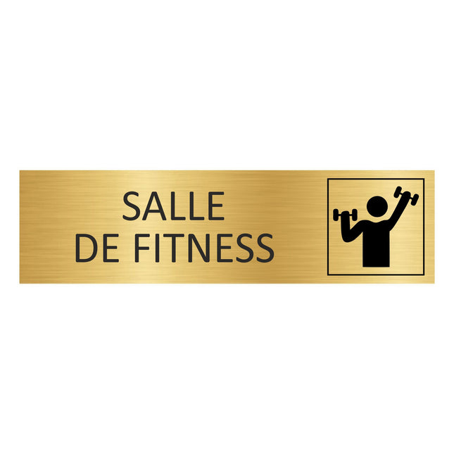 Plaque de porte Salle de fitness - aluminium doré - 165 x 45 mm