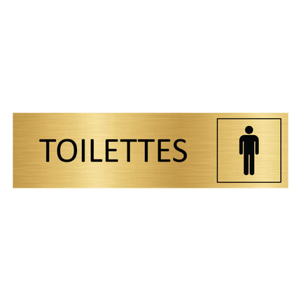 Plaque de porte Toilettes hommes - aluminium doré - 165 x 45 mm