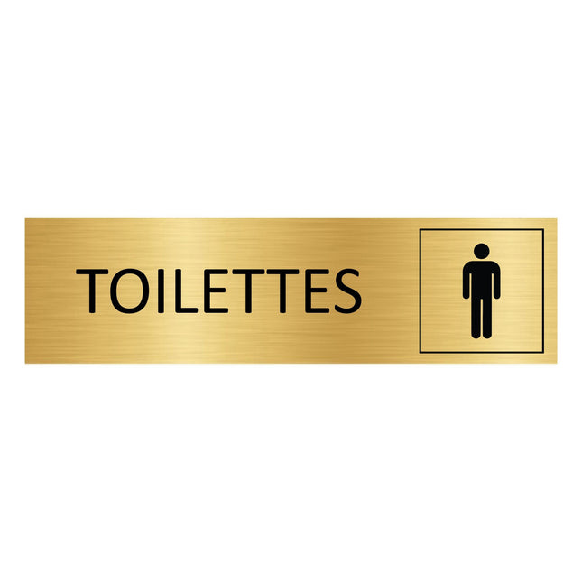 Plaque de porte Toilettes hommes - aluminium doré - 165 x 45 mm