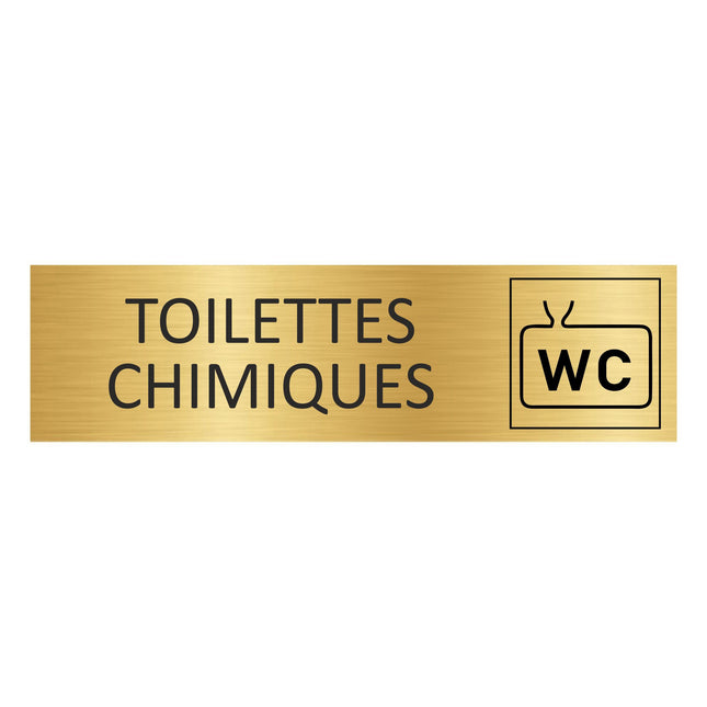Plaque de porte Toilettes chimiques - aluminium doré - 165 x 45 mm