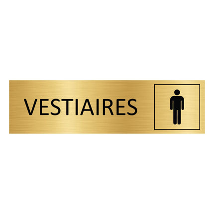 Plaque de porte Vestiaires hommes - aluminium doré - 165 x 45 mm