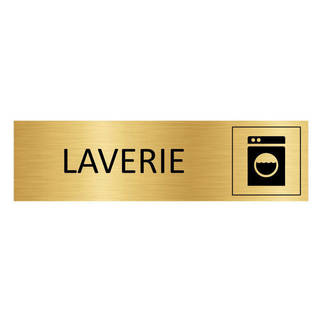 Plaque de porte Laverie - aluminium doré - 165 x 45 mm