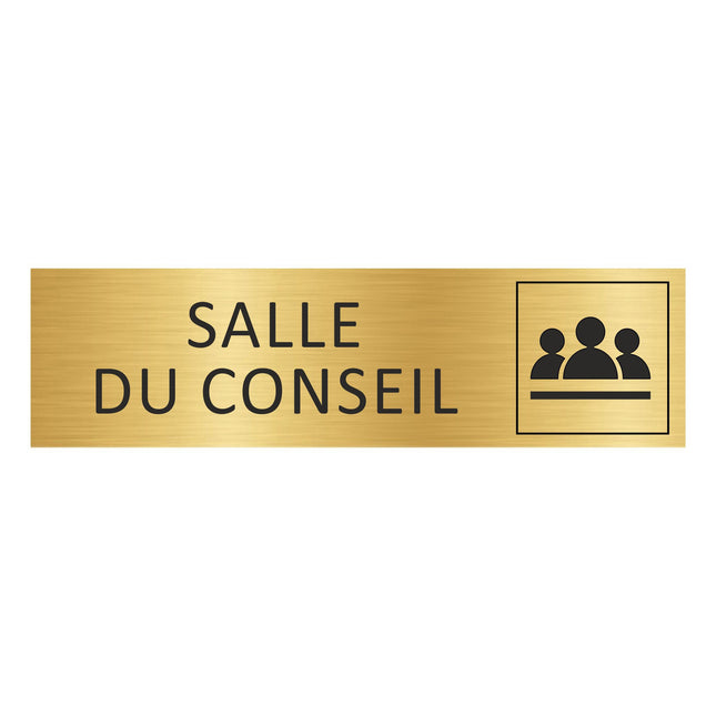 Plaque de porte Salle du conseil - aluminium doré - 165 x 45 mm