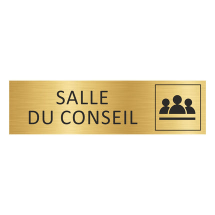 Plaque de porte Salle du conseil - aluminium doré - 165 x 45 mm
