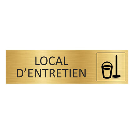 Plaque de porte Local d'entretien - aluminium doré - 165 x 45 mm