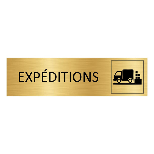 Plaque de porte Expéditions - aluminium doré - 165 x 45 mm
