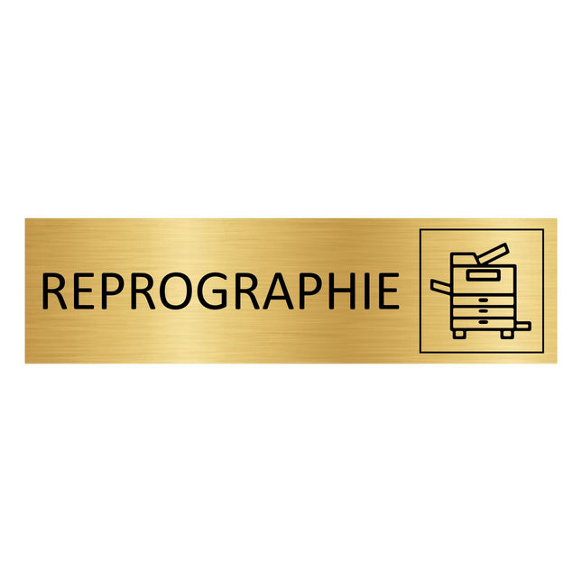 Plaque de porte Reprographie - aluminium doré - 165 x 45 mm