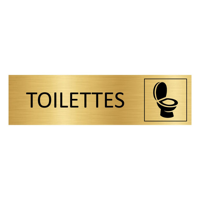 Plaque de porte Toilettes - aluminium doré - 165 x 45 mm