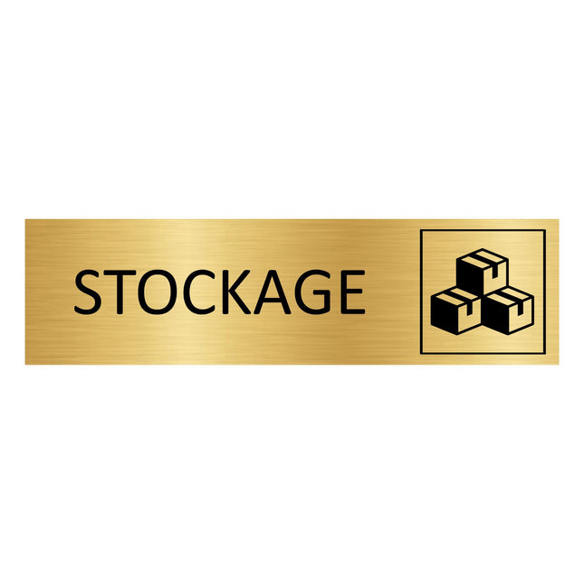 Plaque de porte Stockage - aluminium doré - 165 x 45 mm