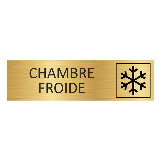 Plaque de porte Chambre froide - aluminium doré - 165 x 45 mm