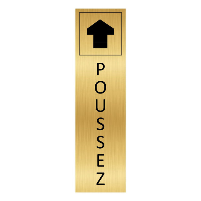 Plaque de porte Poussez - aluminium doré - 165 x 45 mm