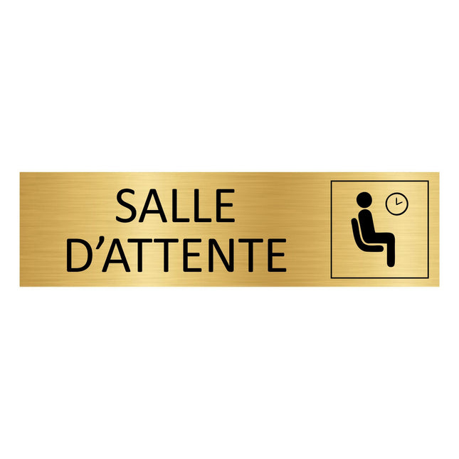 Plaque de porte Salle d'attente - aluminium doré - 165 x 45 mm