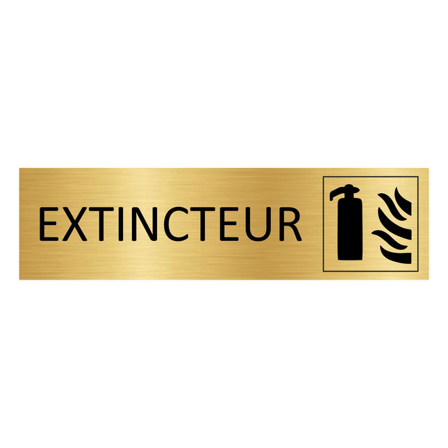 Plaque de porte Extincteur - aluminium doré - 165 x 45 mm