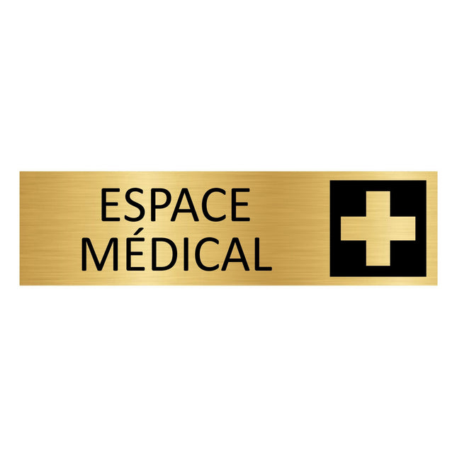 Plaque de porte Espace médical - aluminium doré - 165 x 45 mm