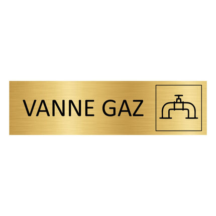 Plaque de porte Vanne gaz - aluminium doré - 165 x 45 mm