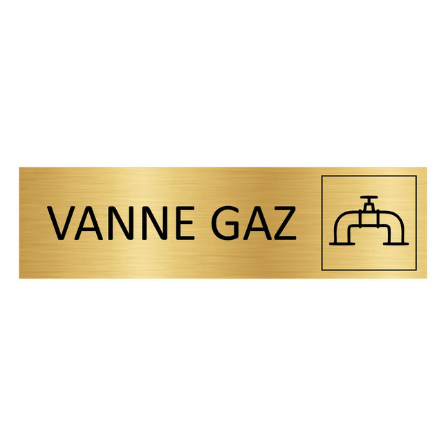 Plaque de porte Vanne gaz - aluminium doré - 165 x 45 mm