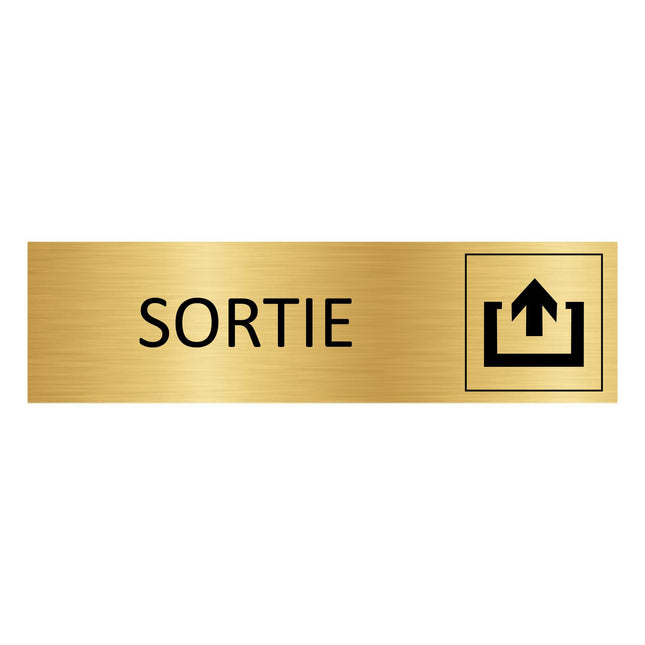 Plaque de porte Sortie - aluminium doré - 165 x 45 mm