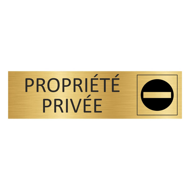Plaque de porte Propriété privée - aluminium doré - 165 x 45 mm