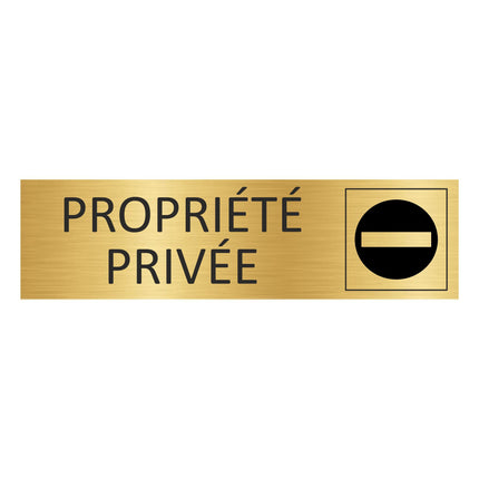 Plaque de porte Propriété privée - aluminium doré - 165 x 45 mm