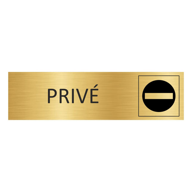 Plaque de porte Privé - aluminium doré - 165 x 45 mm
