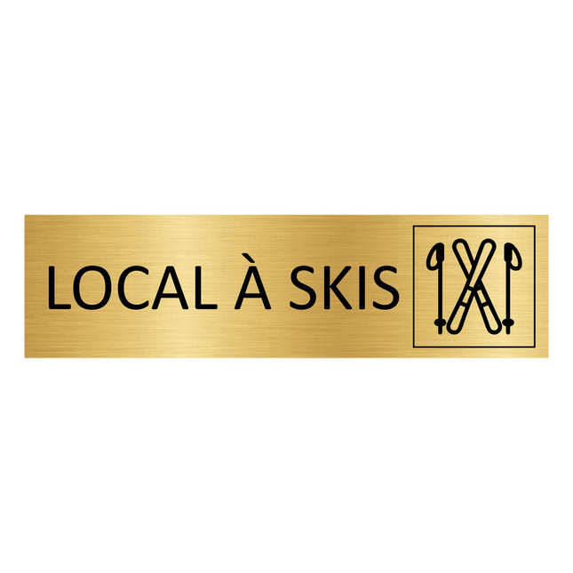 Plaque de porte Local à skis - aluminium doré - 165 x 45 mm